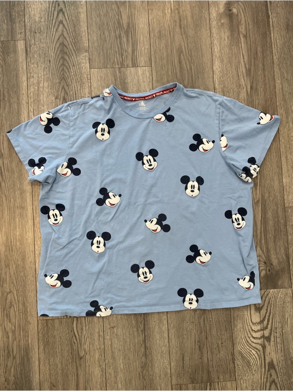 Disney Mickey Mouse Short Sleeve T-Shirt Light Sky Blue Original Mickey XXL